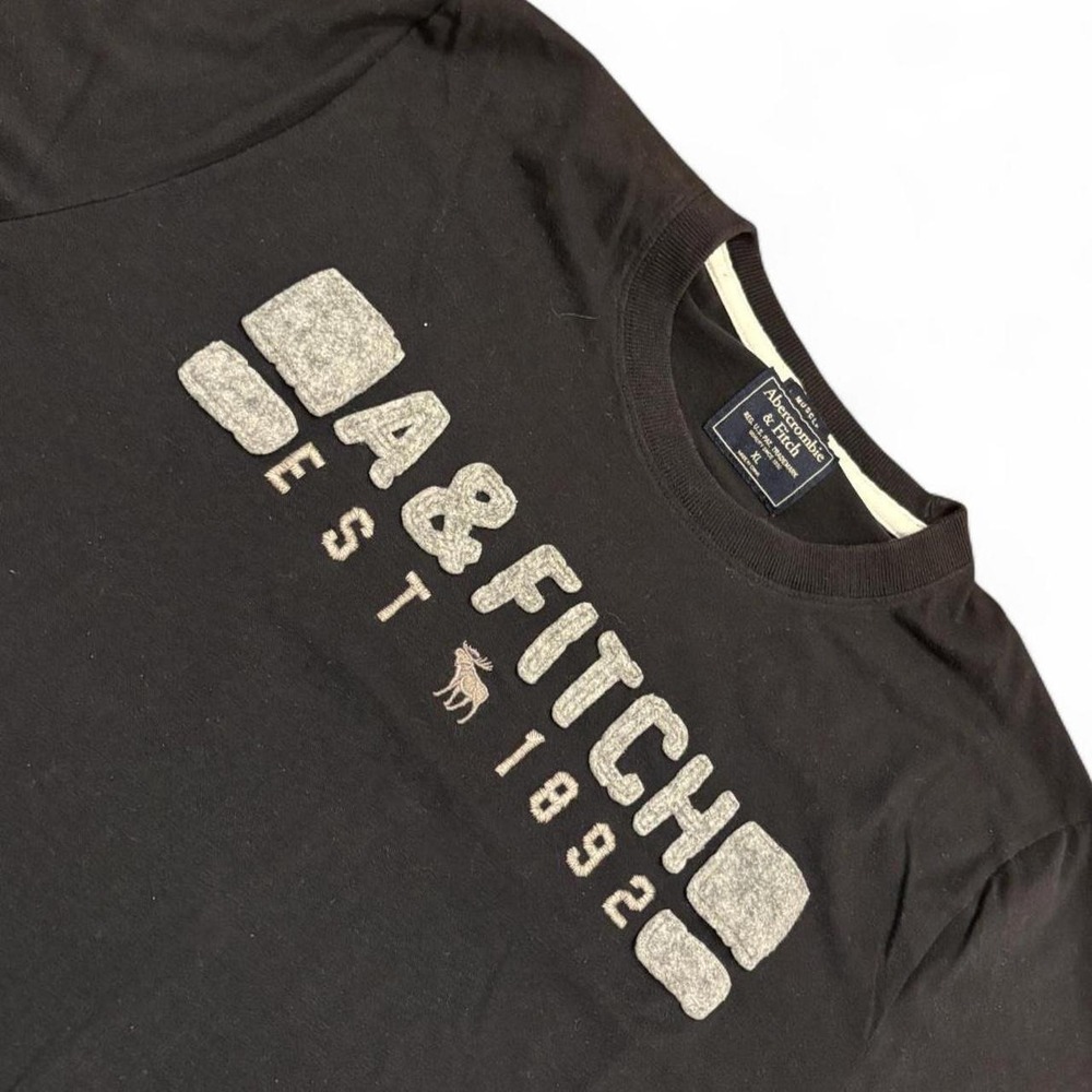 Abercrombie & Fitch A&Fitch EST 1892 Black Graphic T-Shirt XL Mens Crew Neck